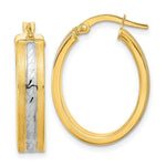 Load image into Gallery viewer, 14k Two-tone Gold Diamond-cut Polished &amp; Satin Hoop Earrings
