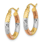 Load image into Gallery viewer, 14k Tri-Color Gold Polished &amp; Diamond-cut Texture 20mm Hoop Earrings
