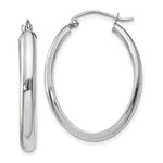Load image into Gallery viewer, 14K White Gold Polished 3.75mm Oval Tube Hoop Earrings  17mm length
