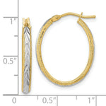 Load image into Gallery viewer, 14k Two-tone Gold Diamond-cut and Textured Hoop Earrings
