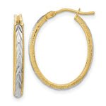 Load image into Gallery viewer, 14k Two-tone Gold Diamond-cut and Textured Hoop Earrings
