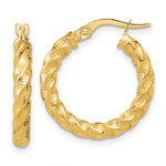 Load image into Gallery viewer, 14K Yellow Gold Polished 3mm Twisted Hoop Earrings
