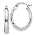 Load image into Gallery viewer, 14K White Gold Polished 3.75mm Oval Tube Hoop Earrings  10mm length
