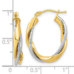 Load image into Gallery viewer, 14k Two Tone Gold Polished Rope Twisted Oval Hoop Earrings
