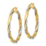 Load image into Gallery viewer, 14k Two Tone Gold Polished Rope Twisted Hoop Earrings
