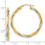 Load image into Gallery viewer, 14k Two Tone Gold Polished Rope Twisted Hoop Earrings
