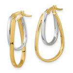Load image into Gallery viewer, 14k Two-tone Gold Polished Double Oval Hoop Earrings
