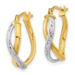 Load image into Gallery viewer, 14k Two-Tone Gold Diamond-cut and Polished Hoop Earrings
