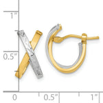 Load image into Gallery viewer, 14k Two Tone Gold Diamond-cut &amp; Polished Hoop Earrings
