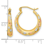 Load image into Gallery viewer, 14k Polished White &amp; Rose Gold Satin &amp; Diamond-cut Hoop Earrings

