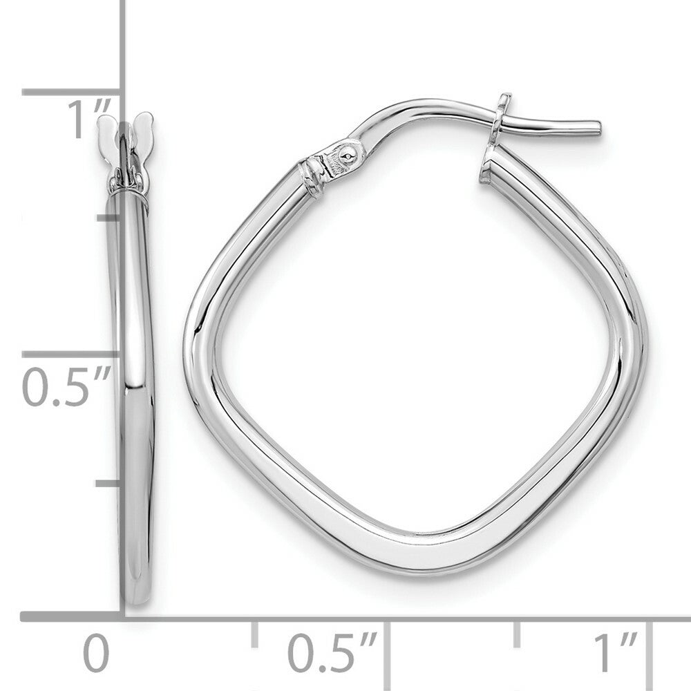 14k White Gold Polished Square Hoops