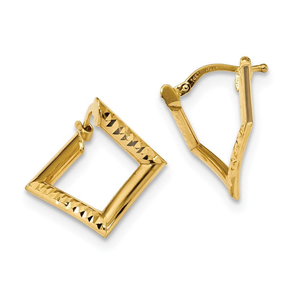 14k Yellow Gold Polished Twisted Square Earrings