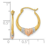 Load image into Gallery viewer, 14k Tri-color Gold Polished, Satin &amp; Diamond-cut Hoop Earrings
