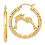 Load image into Gallery viewer, 14K Yellow Gold Polished Dolphins Hoop Earrings
