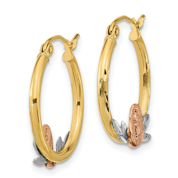 14K Tri-color Gold Guadalupe Hoop Earrings