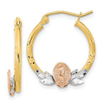 Load image into Gallery viewer, 14K Tri-color Gold Guadalupe Hoop Earrings
