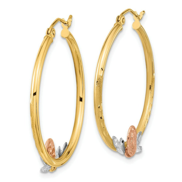 14K Tri-color Gold Guadalupe Hoop Earrings