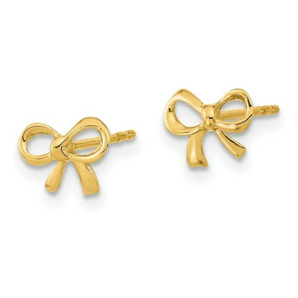 14k Yellow Gold Polished Bow Post Earrings