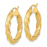 Load image into Gallery viewer, 14K Yellow Gold Polished &amp; Diamond-cut Twist Hoop Earrings

