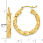 Load image into Gallery viewer, 14K Yellow Gold Polished &amp; Diamond-cut Twist Hoop Earrings
