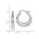Load image into Gallery viewer, 14k White Gold Polished &amp; Diamond-cut Hoop Earrings
