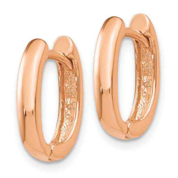 14K Rose Gold Oval Hinged Hoop Earrings  7mm length