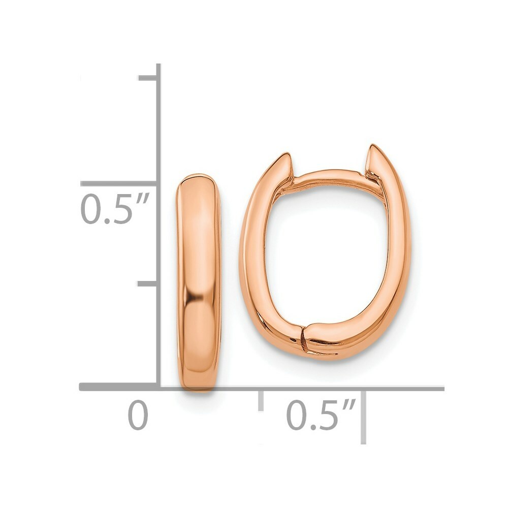 14K Rose Gold Oval Hinged Hoop Earrings  7mm length
