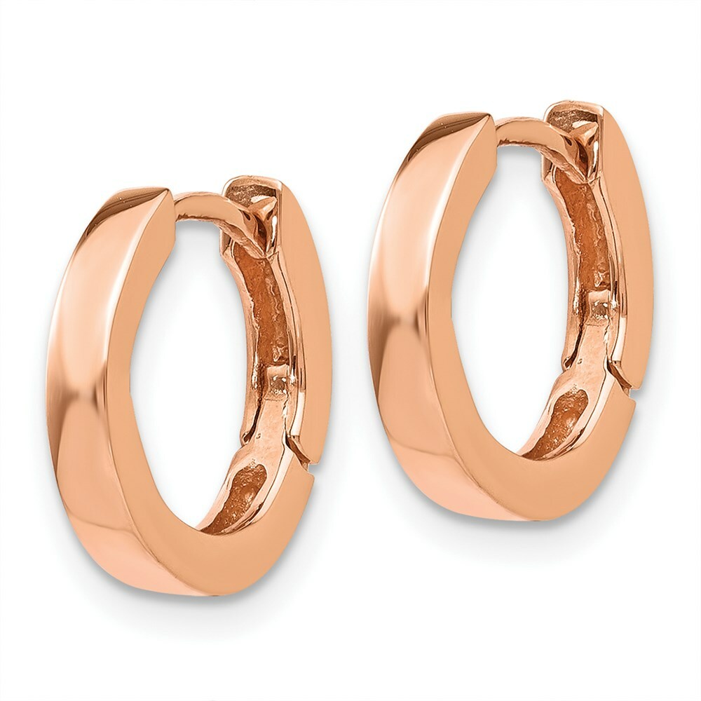 14K Rose Gold Round Hinged Hoop Earrings  9mm length