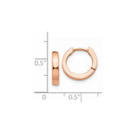 Load image into Gallery viewer, 14K Rose Gold Round Hinged Hoop Earrings  9mm length

