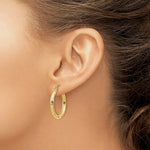 Load image into Gallery viewer, 14K Yellow Gold Polished 2.25mm Rectangle Hoop Earrings  11mm length
