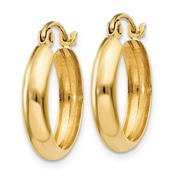 14K Yellow Gold Polished 3.5mm Hoop Earrings  14mm length