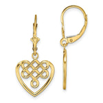 Load image into Gallery viewer, 14K Yellow Gold Celtic Knot Heart Leverback Earrings
