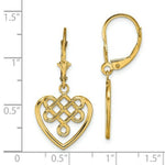Load image into Gallery viewer, 14K Yellow Gold Celtic Knot Heart Leverback Earrings
