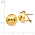 Load image into Gallery viewer, 14K Yellow Gold Hammered Omega Back Post Earrings
