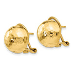 Load image into Gallery viewer, 14K Yellow Gold Hammered Omega Back Post Earrings
