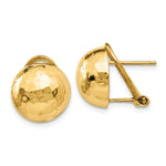 Load image into Gallery viewer, 14K Yellow Gold Hammered Omega Back Post Earrings

