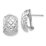 Load image into Gallery viewer, 14K White Gold Polished Quilted Omega Back Post Earrings
