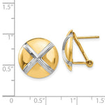 Load image into Gallery viewer, 14K Yellow Gold Polished &amp; Rhodium X Omega Back Post Earrings
