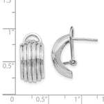 Load image into Gallery viewer, 14K White Gold Ribbed Omega Back Post Earrings  9.5mm width
