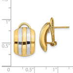 Load image into Gallery viewer, 14K Yellow Gold &amp; Rhodium Ribbed Omega Back Post Earrings  12mm width

