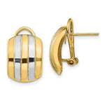 Load image into Gallery viewer, 14K Yellow Gold &amp; Rhodium Ribbed Omega Back Post Earrings  12mm width
