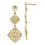 Load image into Gallery viewer, 14K Yellow Gold Rhodium Diamond-cut Filigree Dangle Earrings
