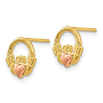 Load image into Gallery viewer, 14K Yellow Goldwo-tone Claddagh Post Earrings
