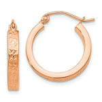 Load image into Gallery viewer, 14K Rose Gold Diamond cut In and Out Hoop Earrings  17mm length
