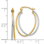 Load image into Gallery viewer, 14K Yellow Gold Two Tone Hoop Earrings  15mm length
