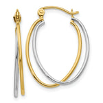 Load image into Gallery viewer, 14K Yellow Gold Two Tone Hoop Earrings  15mm length
