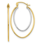 Load image into Gallery viewer, 14K Yellow Gold Two Tone Lightweight Hoop Earrings  21mm length

