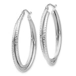 Load image into Gallery viewer, 14K White Gold Diamond-cut Polished Oval Hoop Earring 22mm length

