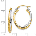 Load image into Gallery viewer, 14K Two-tone Gold Diamond-cut Polished Oval Hoop Earring  17mm length
