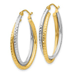 Load image into Gallery viewer, 14K Two-tone Gold Diamond-cut Polished Oval Hoop Earring  17mm length
